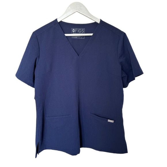 Figs‎ Technical Collection Scrub Top Womens L Navy Nurse Medical Professional - Picture 1 of 3